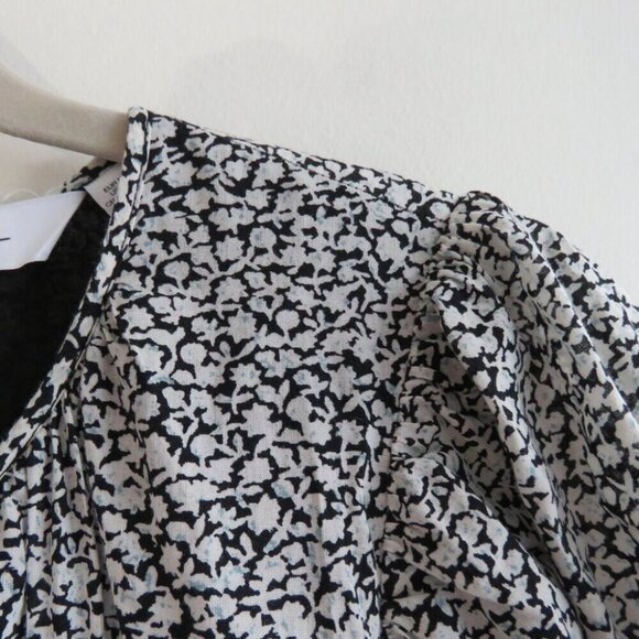 & OTHER STORIES Voluminous Twill Tiered Mini Dress Ditsy Floral Black White Sz M - Picture 5 of 15
